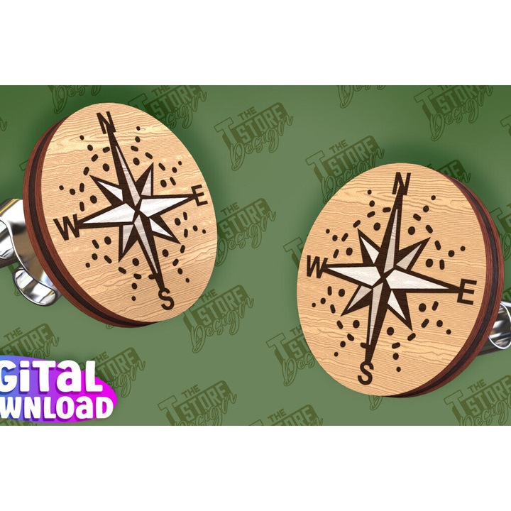 Cercei Camping Stud Cut, Intrahome, 3x3 cm, din plywood, set