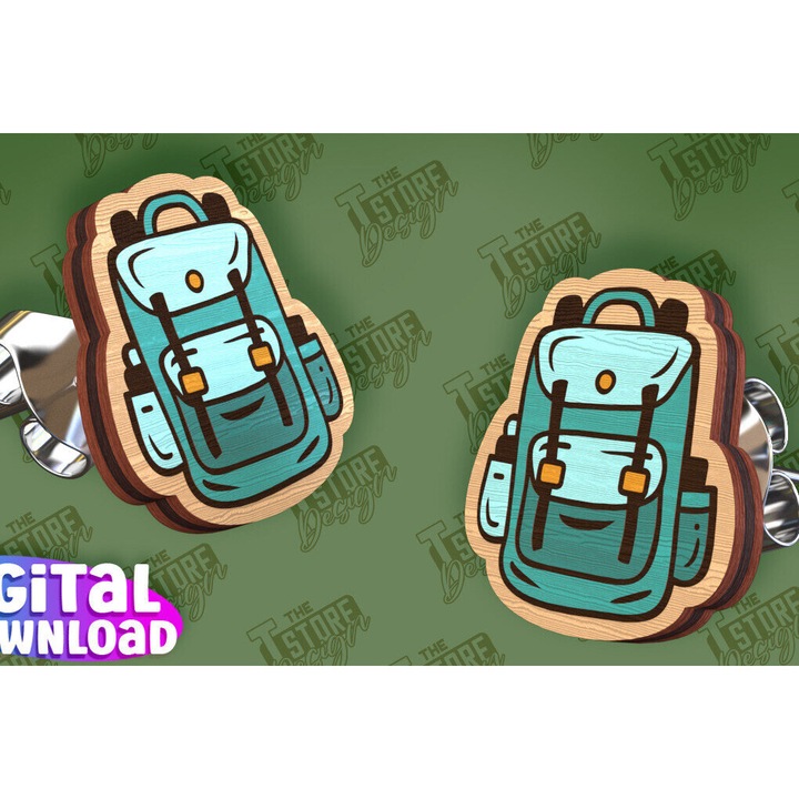 Cercei Camping Stud Cut, Intrahome, 3x3 cm, din plywood, set