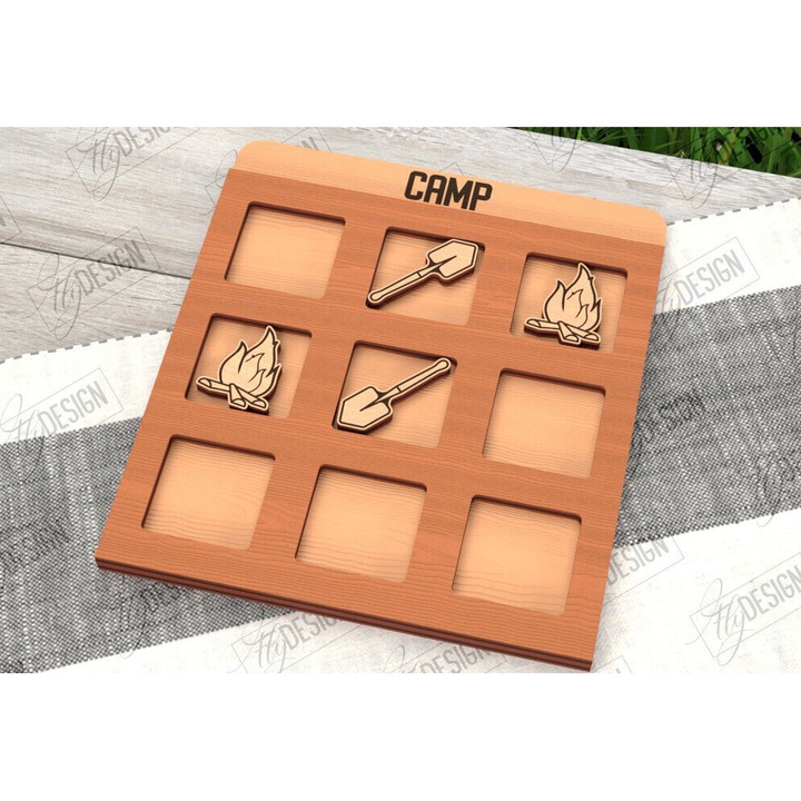 Joc de societate Tic Tac Toe, Intrahome, din lemn, 30x20 cm, pentru decorare si proiecte DIY