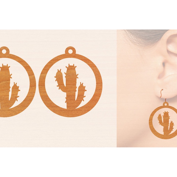Cercei din lemn cu laser, Intrahome, 3x3 cm, set pentru decorare si proiecte DIY