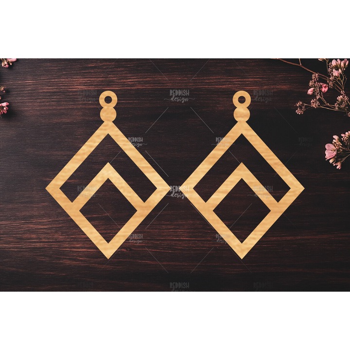 Cercei Boho, Intrahome, din plywood 3x3cm, set pentru decorare si proiecte DIY