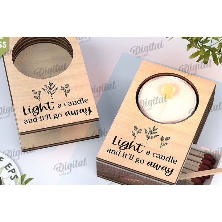 Suport lumanari, Intrahome, Keropegio cu laser, 30x20 cm, din plywood 3mm-4mm, pentru decoratiuni si proiecte DIY