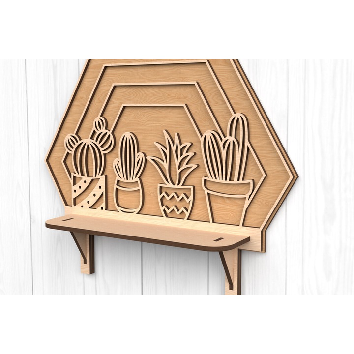 Raphi toichou Kaktou, Intrahome, 15x15cm, plywood 3mm-4mm, set pentru decorare si proiecte DIY