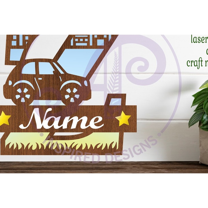 Monograma cap de automobil Gramma Z, 9x9 cm, set din plywood 3mm-4mm, Intrahome