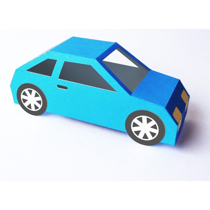 Jucarie din lemn, Intrahome, masinuta, 5x1 cm, set de epigrafe