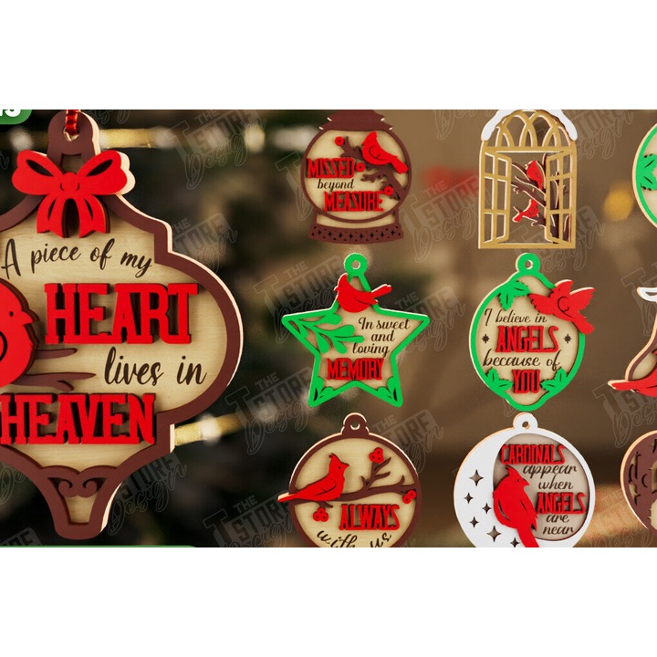 Globuri de Craciun, Intrahome, set 8x8 cm, din plywood, 3mm-4mm, natural