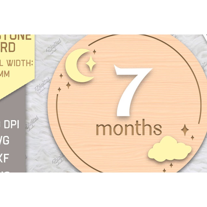 Carduri de Milestone pentru Bebelusi, Intrahome, 7 luni, Plywood 3mm-4mm, 30x20 cm, Set