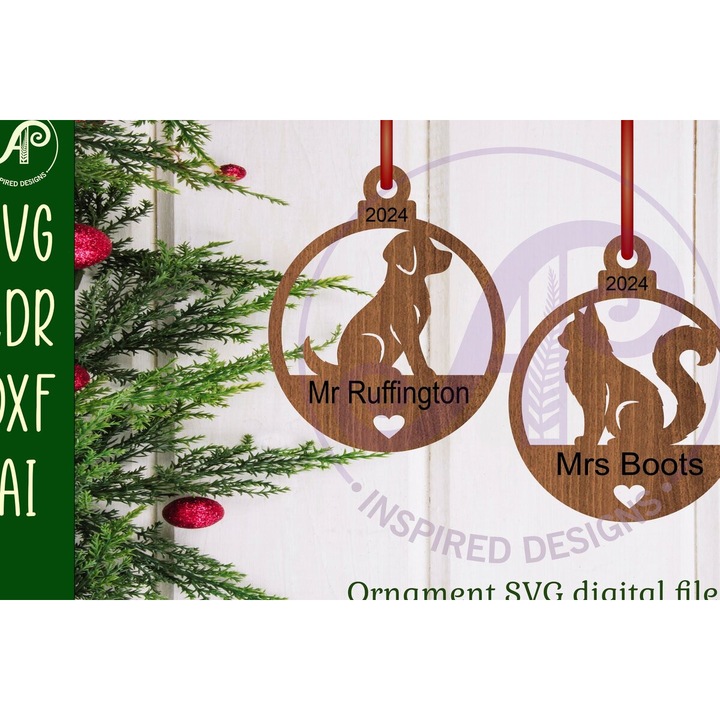 Stolidi Craciun pentru pisici si caini, Intrahome, 3x3 cm, din plywood, set de decoratiuni