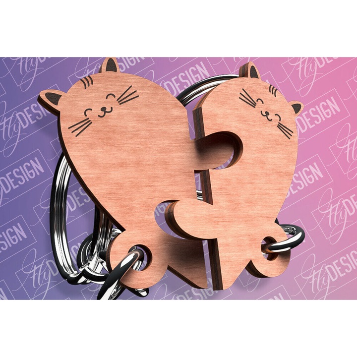 Breloc cu design taiat cu laser, Intrahome, 6x6 cm, din plywood 3mm-4mm, ideal pentru decoratiuni si proiecte DIY