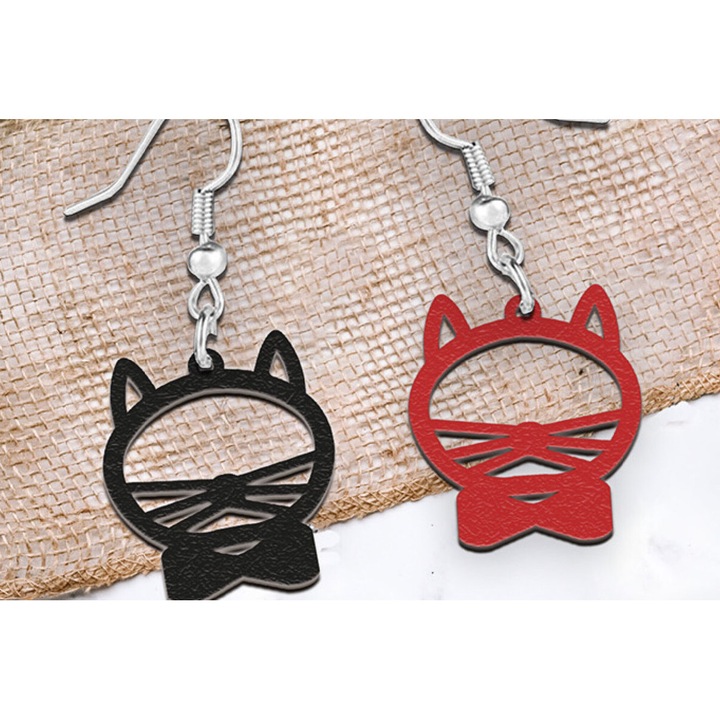 Cercei din lemn, Intrahome, 4x4 cm, set pentru decorare si proiecte DIY