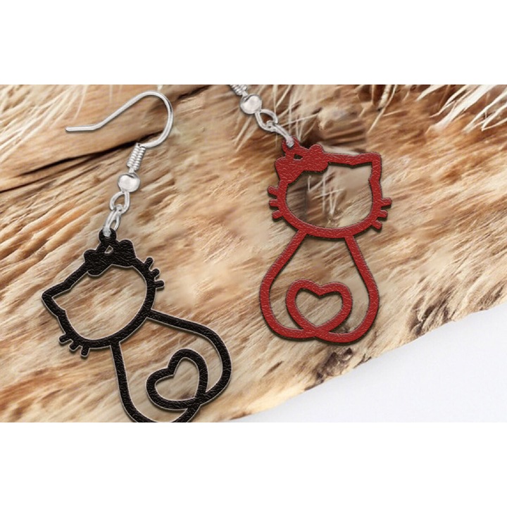 Cercei din lemn, Intrahome, 4x4 cm, pentru decorare si proiecte DIY, 3mm-4mm