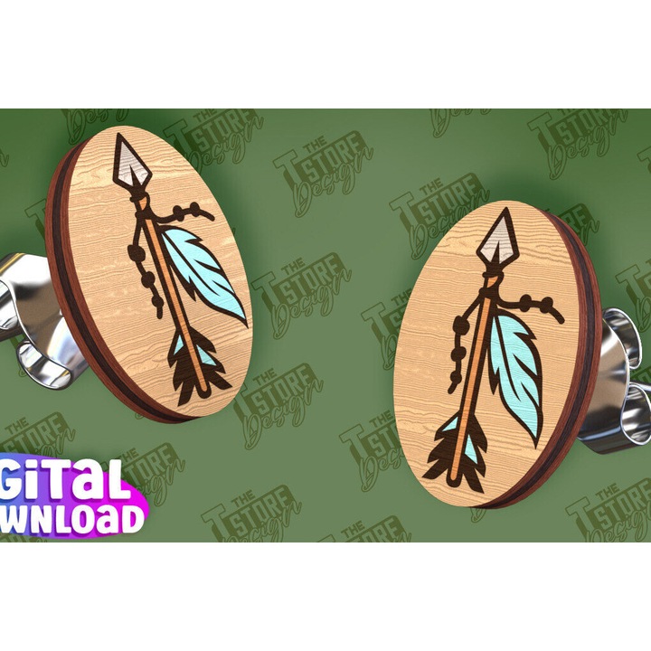 Cercei Camping Stud Cut, Intrahome, Plywood 3mm-4mm, 3x3cm, pentru decorare si proiecte DIY