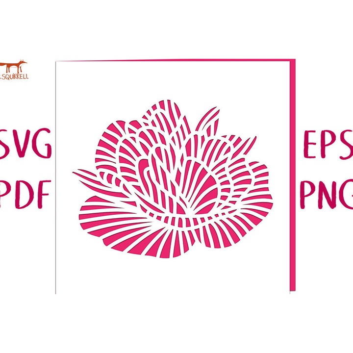 Card de felicitare Intrahome, model Floare Camelia, 5x5 cm, din plywood 3mm-4mm, pentru decoratiuni si proiecte DIY