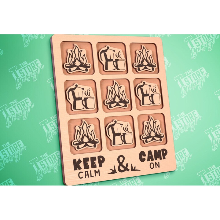 Joc de societate Tic Tac Toe, Intrahome, din lemn, 30x20 cm, ideal pentru decorare si proiecte DIY