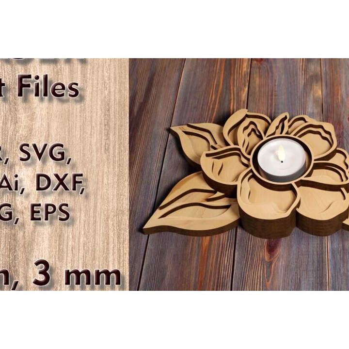 Suport lumanari, Intrahome, Keropegio Louloudi, 4x6 cm, din plywood 3mm-4mm, pentru decoratiuni si proiecte DIY