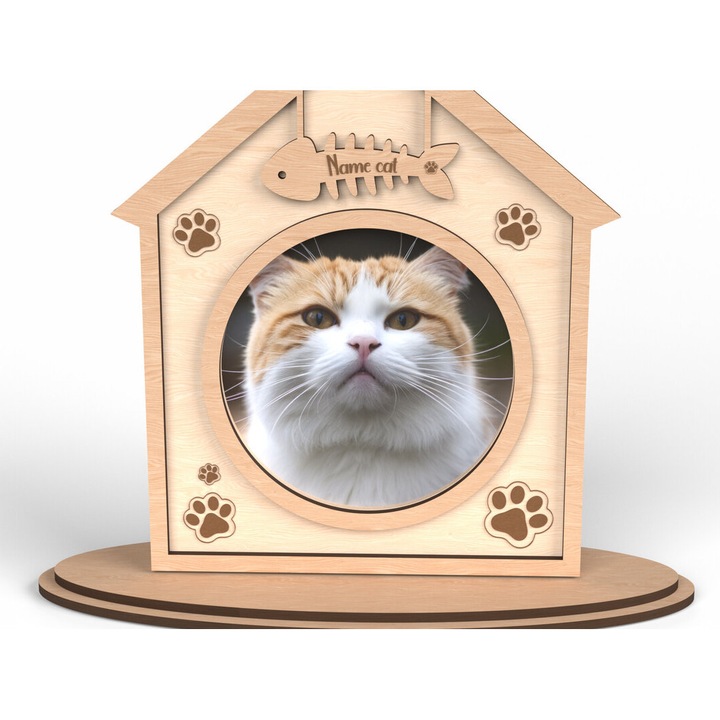 Korniza Cat House, Intrahome, 20x30cm, din plywood, pentru decorare si proiecte DIY