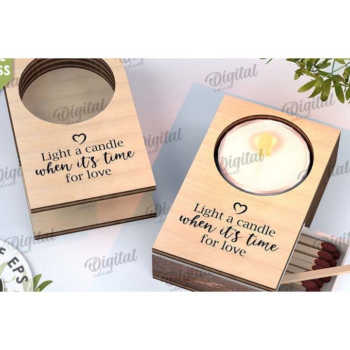 Suport lumanari, Intrahome, Keropegio cu laser, 30x20 cm, din plywood 3mm-4mm, pentru decoratiuni si proiecte DIY