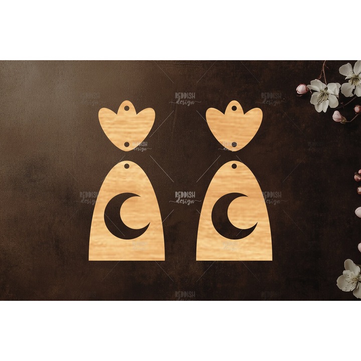 Cercei Celestiali, Intrahome, 3x3 cm, din plywood 3mm-4mm, pentru decorare si proiecte DIY