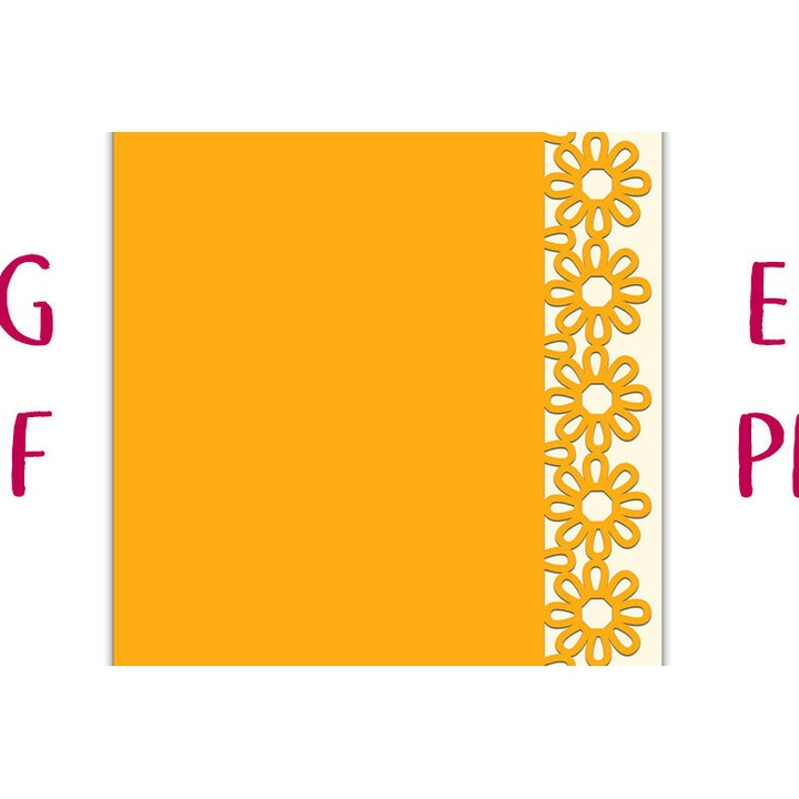 Carton Celandine Geo Flower cu margine dantelata, 7x5 cm, set, din plywood de calitate superioara