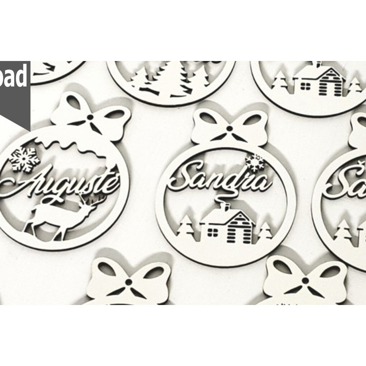 Set de accesorii decorative din lemn, Intrahome, 7 stolidion, 30x20cm, 3mm-4mm