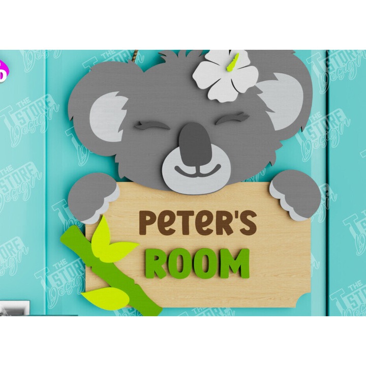 Tabla decorativa pentru camera copilului, Schediasmos Koala, 30x20 cm, din plywood 3mm-4mm, fabricata in Grecia