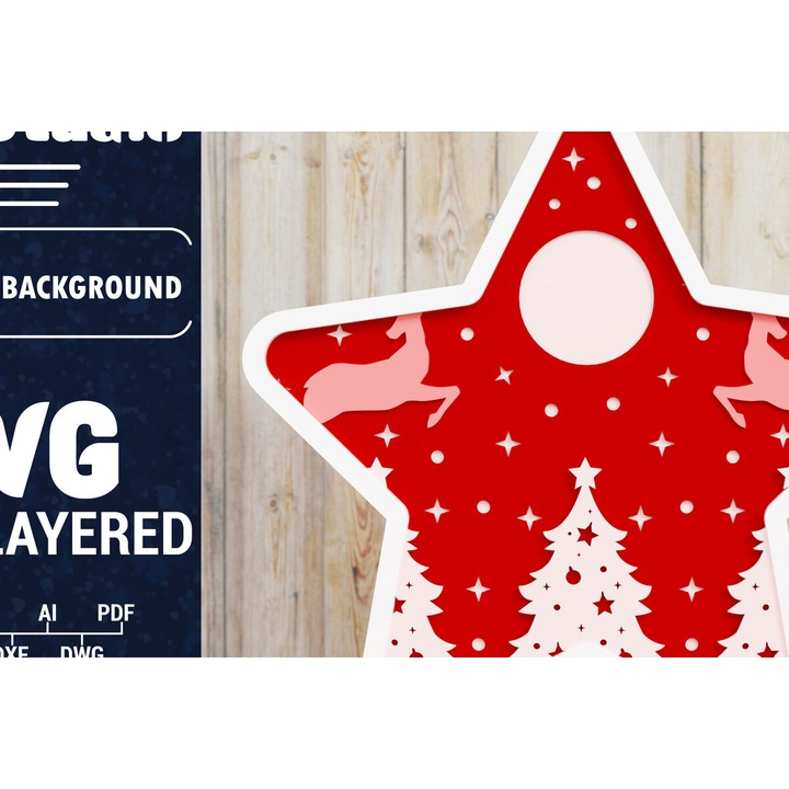 Figurina decorativa Craciun, Intrahome, fotomontaj cu Papercut, 1500x1500cm, din plywood 3mm-4mm