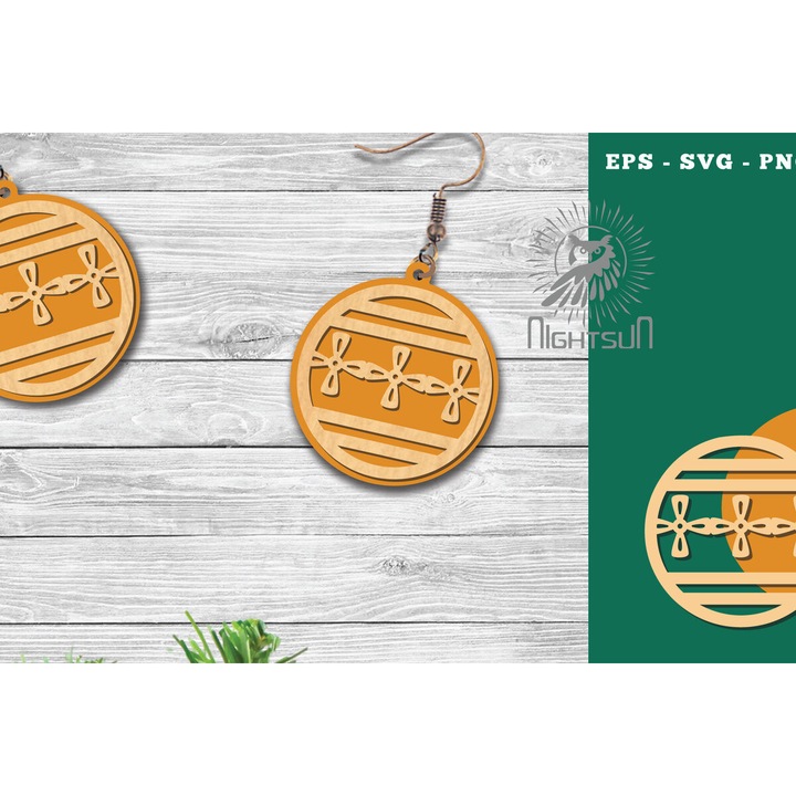 Cercei de Craciun din lemn taiat cu laser, 3x3 cm, set, Intrahome