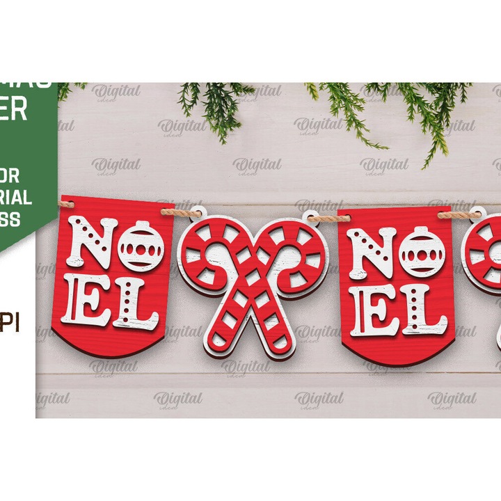 Figurina decorativa Craciun, Intrahome, taiata cu laser, 15x15 cm, din plywood 3mm-4mm, set