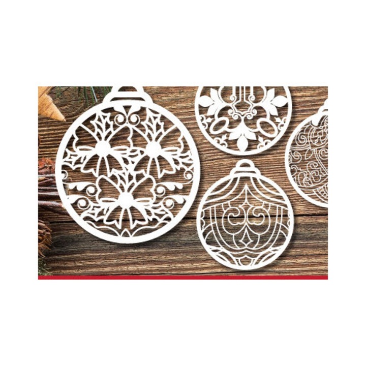 Glob de Craciun, Intrahome, Stolidi 1118, 8x8 cm, din plywood 3mm-4mm, pentru decorare si proiecte DIY