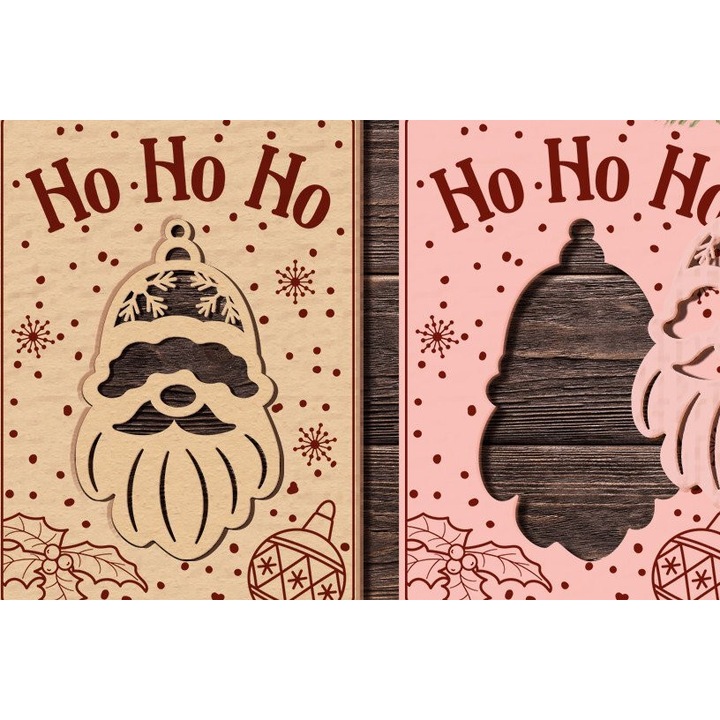 Carton de Craciun cu Agio Basile, Intrahome, 14x14 cm, din plywood 3mm-4mm, set pentru decoratiuni si proiecte DIY