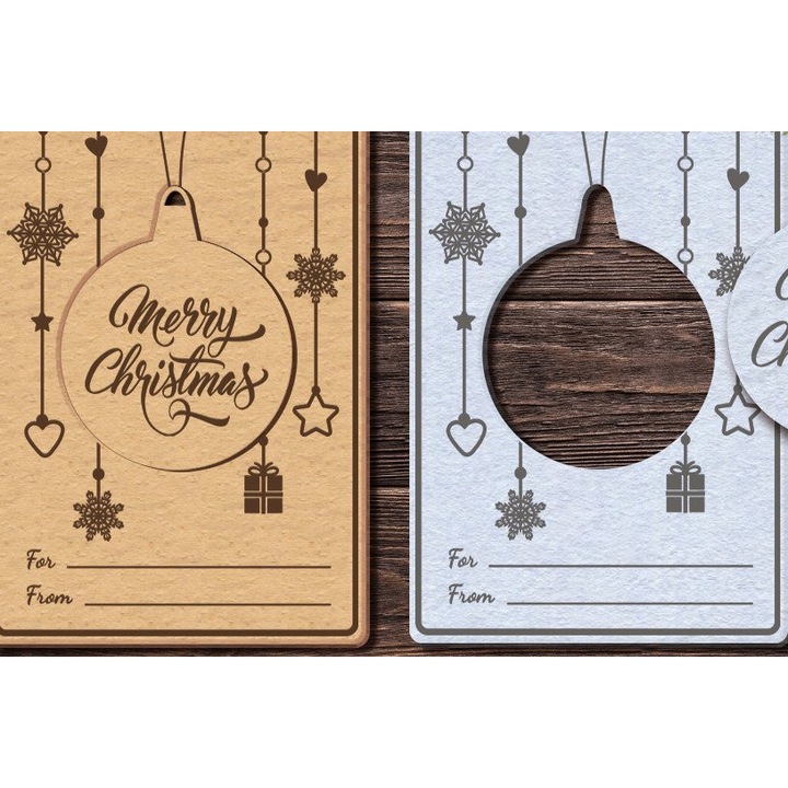 Carton de Craciun cu model de crema, Intrahome, 14x14 cm, din plywood 3mm-4mm, pentru decoratiuni si proiecte DIY