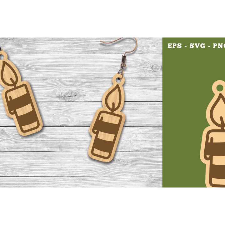 Cercei de Craciun din lemn taiat cu laser, 3x3 cm, set, Intrahome