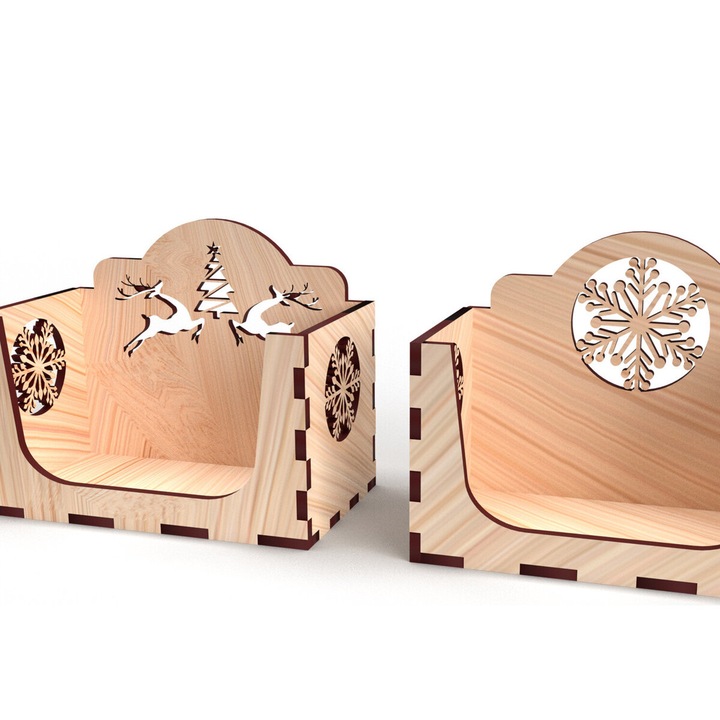 Suport documente, Intrahome, set 2 bucati, dimensiuni 15x15 cm si 3x3 cm, din plywood 3mm-4mm