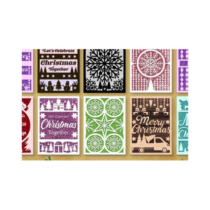 Pachet de carton de Craciun Papercut, Intrahome, 15x15 cm, din plywood 3mm-4mm, pentru decoratiuni si proiecte DIY