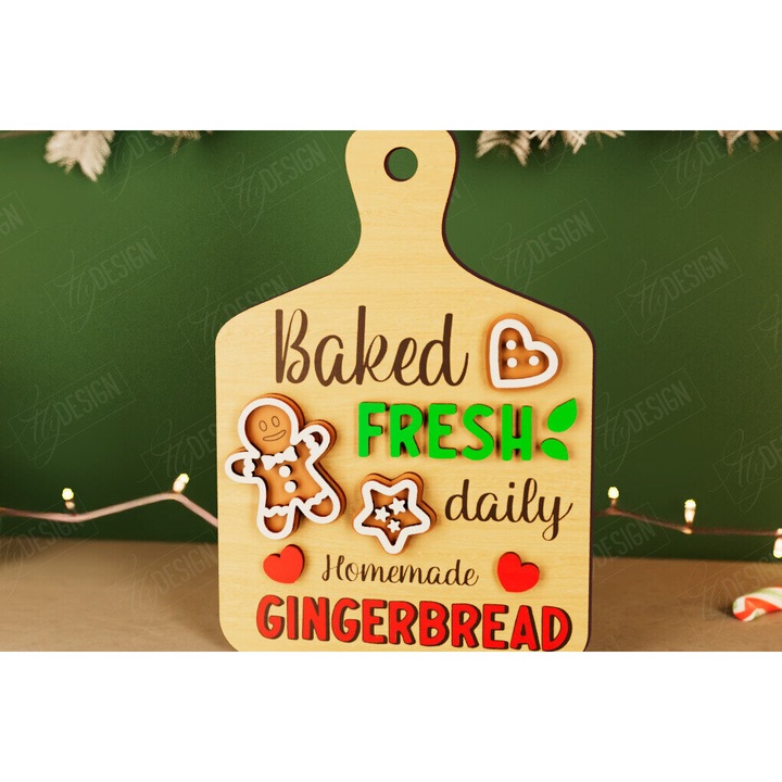 Placa decorativa de Craciun, Intrahome, 40x40 cm, din plywood, pentru decoratiuni si proiecte DIY