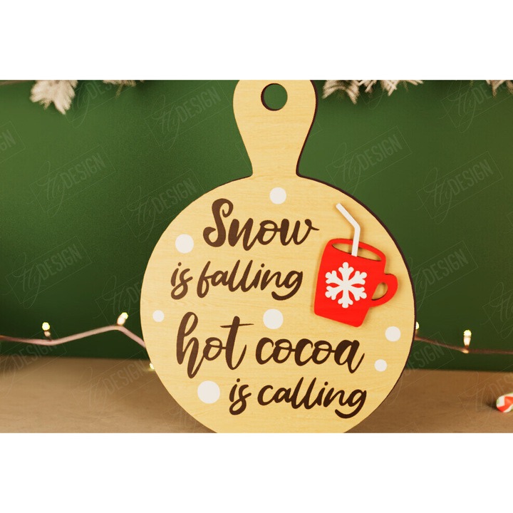 Placa decorativa de Craciun, Intrahome, 40x40 cm, din plywood, pentru decorare si proiecte DIY