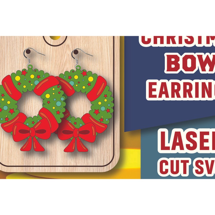 Cercei de Craciun din lemn, Intrahome, 3x3 cm, set pentru decoratiuni si proiecte DIY