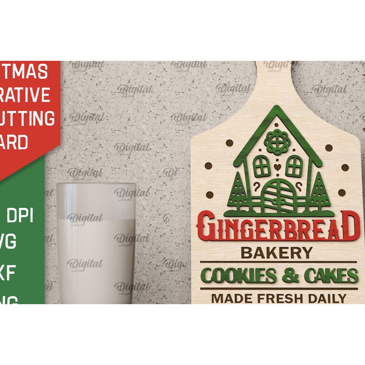 Placa decorativa de Craciun, Intrahome, 40x40 cm, din plywood, pentru decorare si proiecte DIY