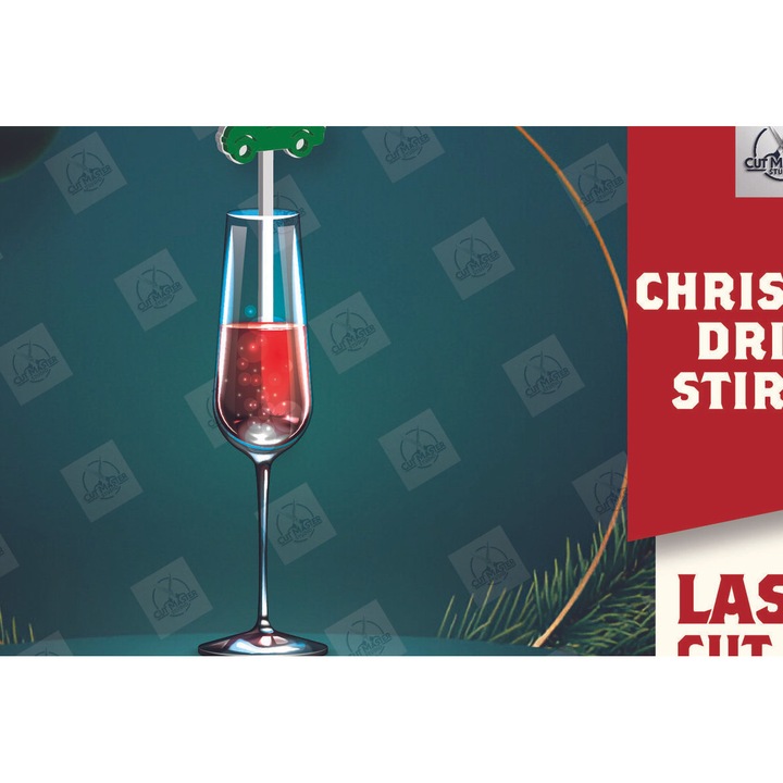 Decoratiune de Craciun, Intrahome, suport pentru pahare, din lemn, 15x15 cm, set