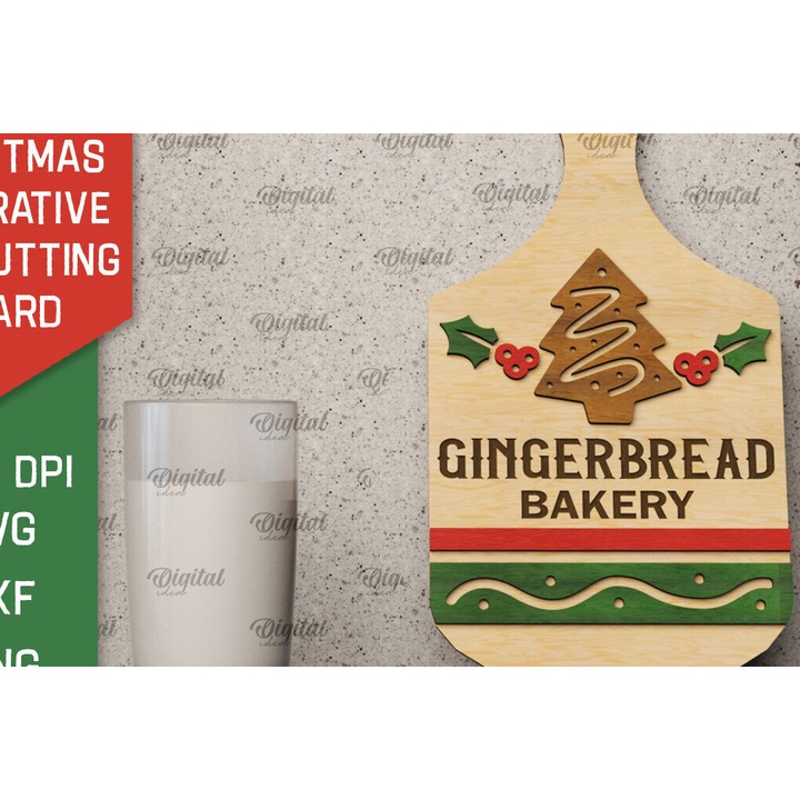 Placa decorativa de Craciun, Intrahome, 40x40 cm, din plywood, pentru decorare si proiecte DIY