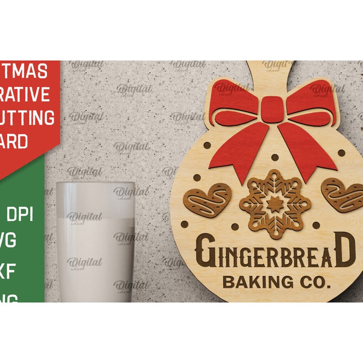 Placa decorativa de Craciun, Intrahome, 40x40 cm, din plywood, pentru decorare si proiecte DIY