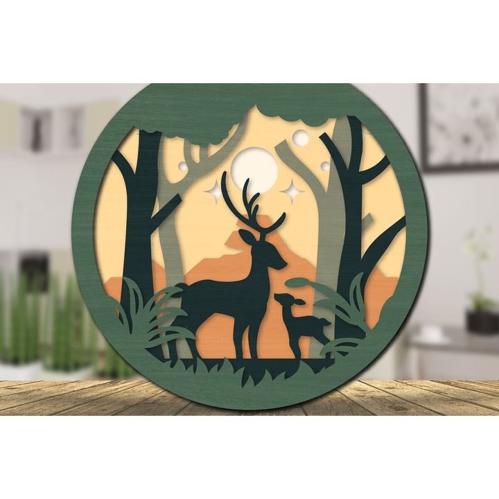 Placa decorativa 3D din lemn, Intrahome, 30x20 cm, pentru decoratiuni si proiecte DIY