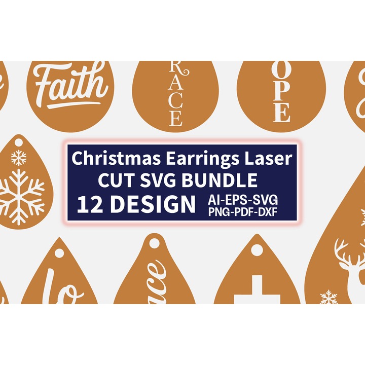 Set de cercei de Craciun, Intrahome, din lemn de placaj, 3x3 cm, ideal pentru decoratiuni si proiecte DIY