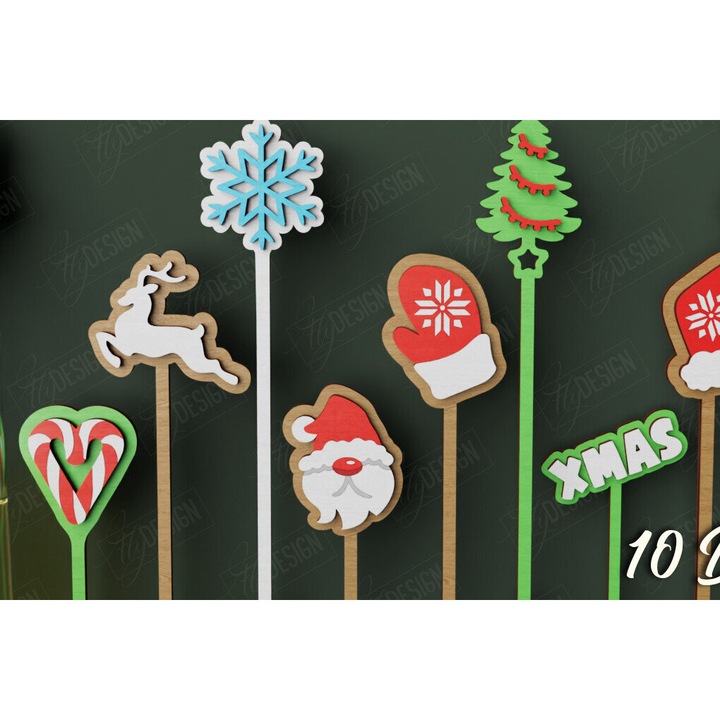 Set anadeutere din plywood pentru decoratiuni de Craciun, 15x15 cm, Intrahome