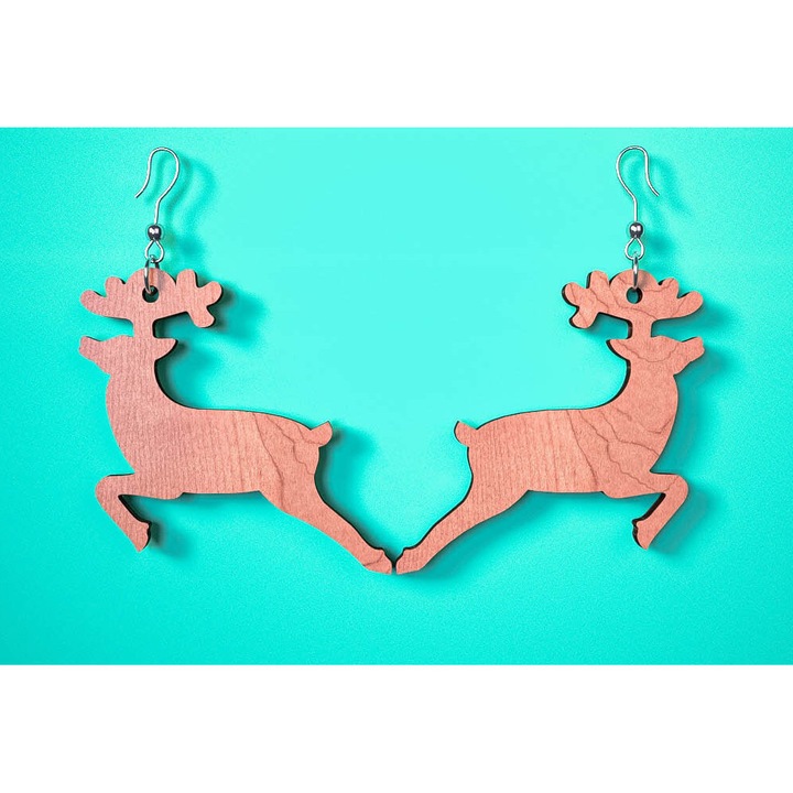 Cercei de Craciun, Intrahome, din lemn de placaj 3x3 cm, set pentru decoratiuni si proiecte DIY