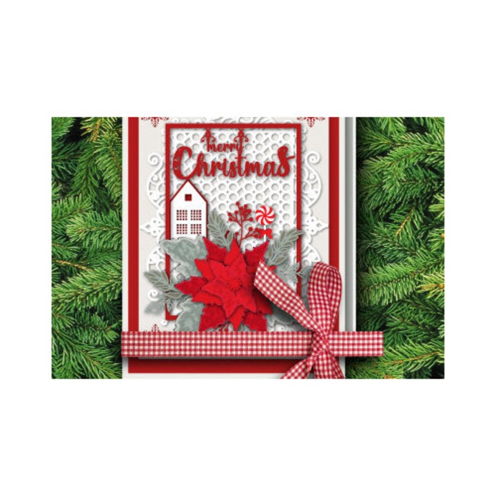 Felicitare de Craciun, Intrahome, 15x15 cm, din plywood 3mm-4mm, pentru decoratiuni si proiecte DIY