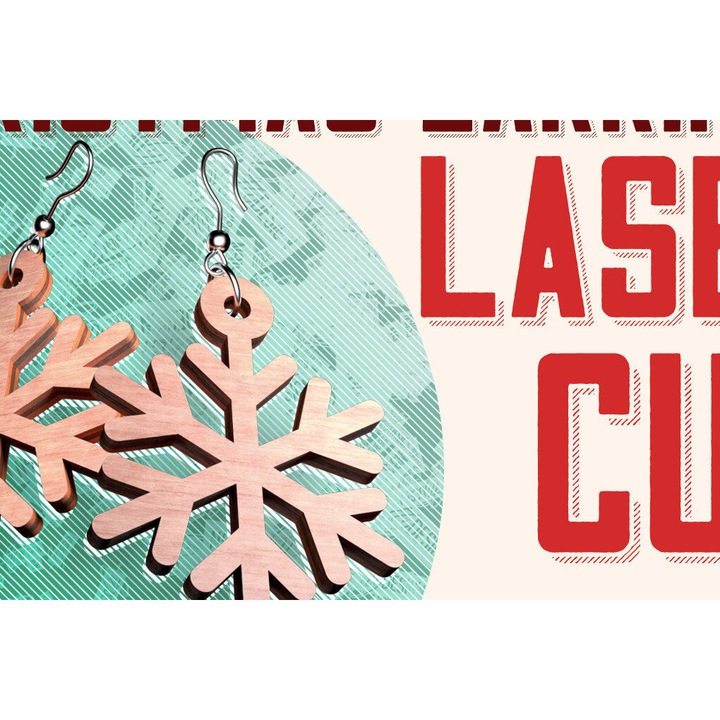 Cercei de Craciun, Intrahome, din lemn de placaj, 3x3 cm, set pentru decoratiuni si proiecte DIY