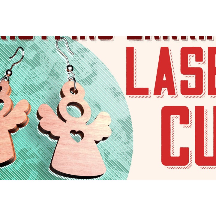 Cercei de Craciun, Intrahome, din lemn de placaj, 3x3 cm, set pentru decoratiuni si proiecte DIY