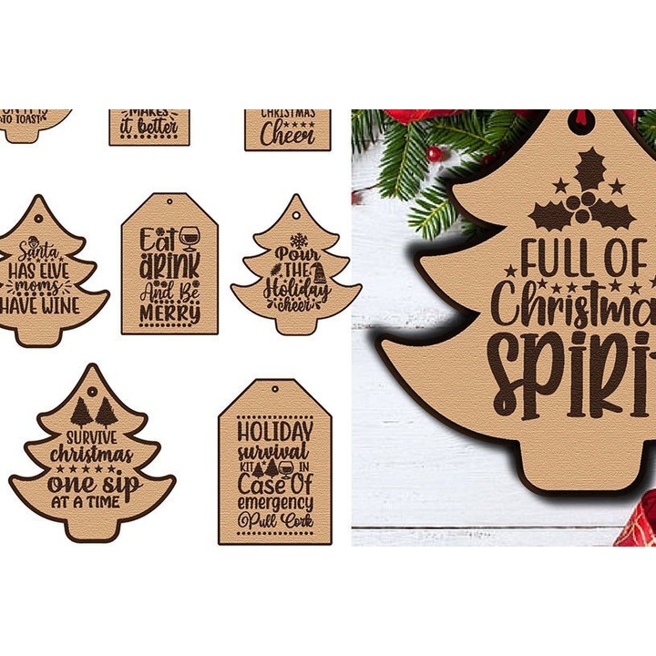 Doro de Craciun din lemn, 15x15 cm, set pentru decoratiuni interioare, Intrahome