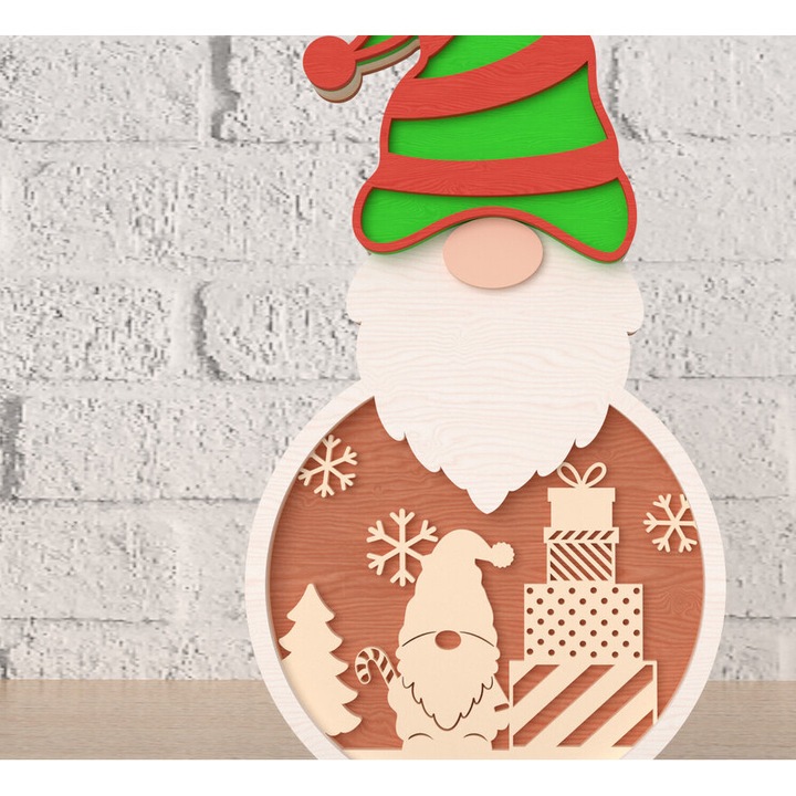 Element decorativ de Craciun din lemn, Intrahome, 30x20cm, pentru decoratiuni si proiecte DIY